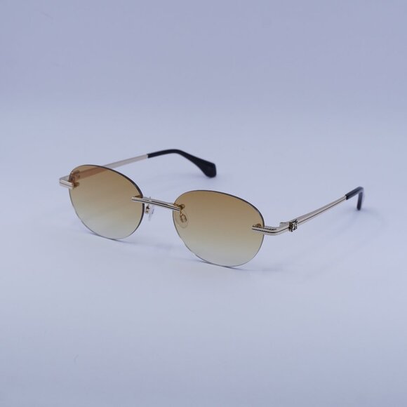 Palm Angels PERI10H CRYSTAL 7622 Sunglasses Gold Oval Frame, Orange Lenses - Picture 1 of 10